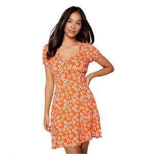 Sugar+Lips Orange Floral Dress - Size L